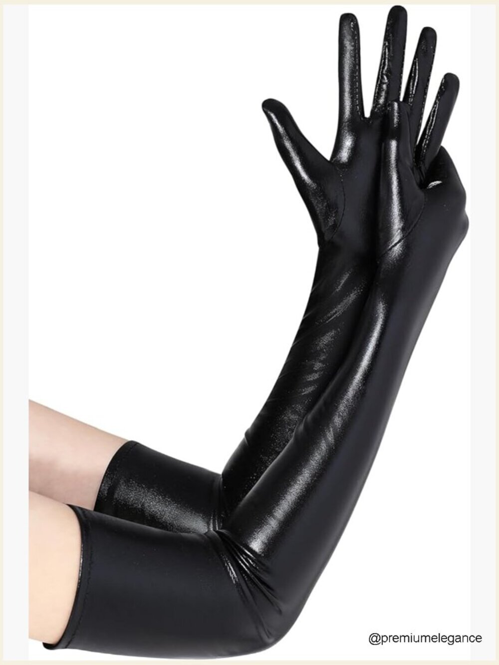 Shiny Metallic Wet Look Elbow Length Stretchy Gloves